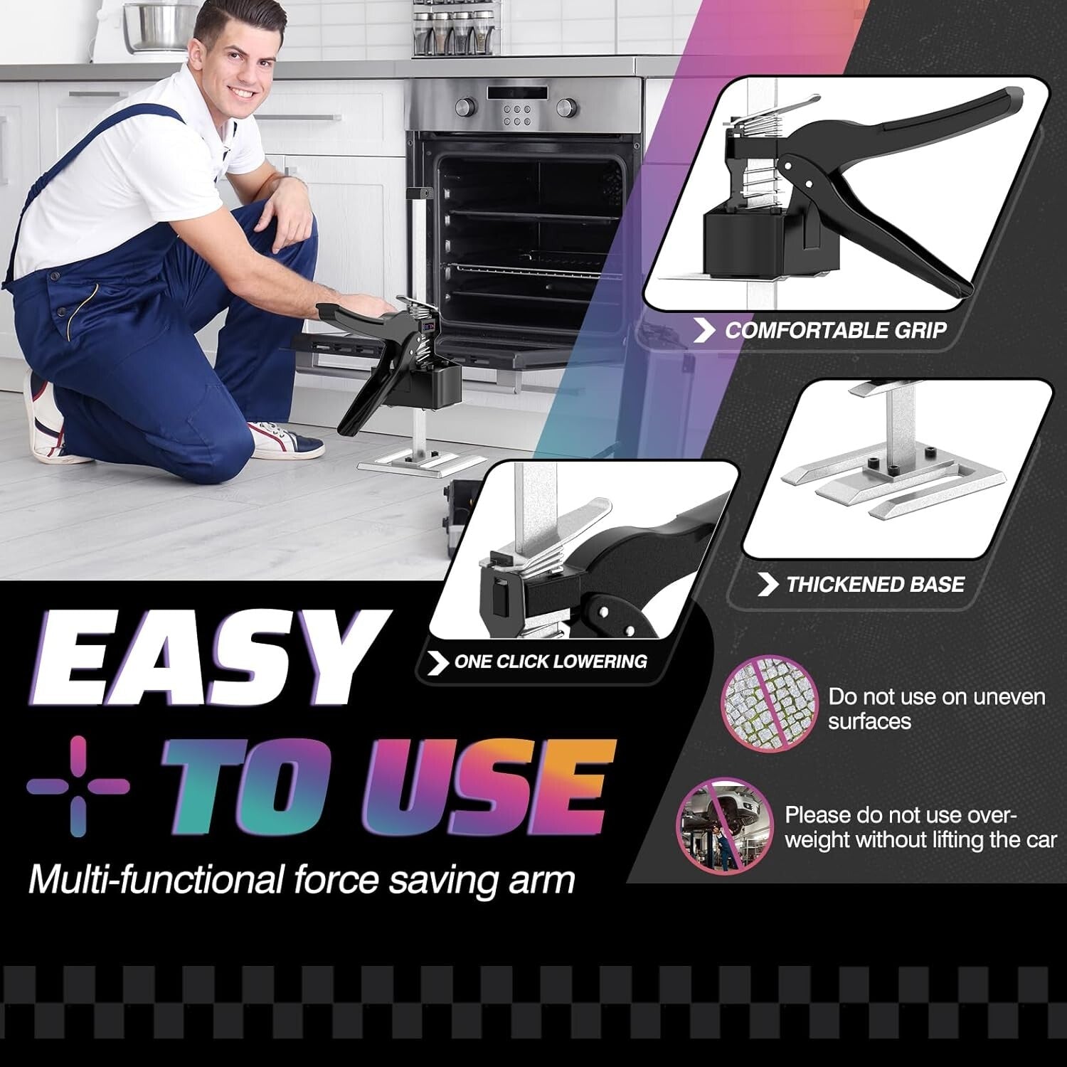 Effortless 360 lbs Hand Lifting Jack - 12 In. Adjustable Tool for Home Projects