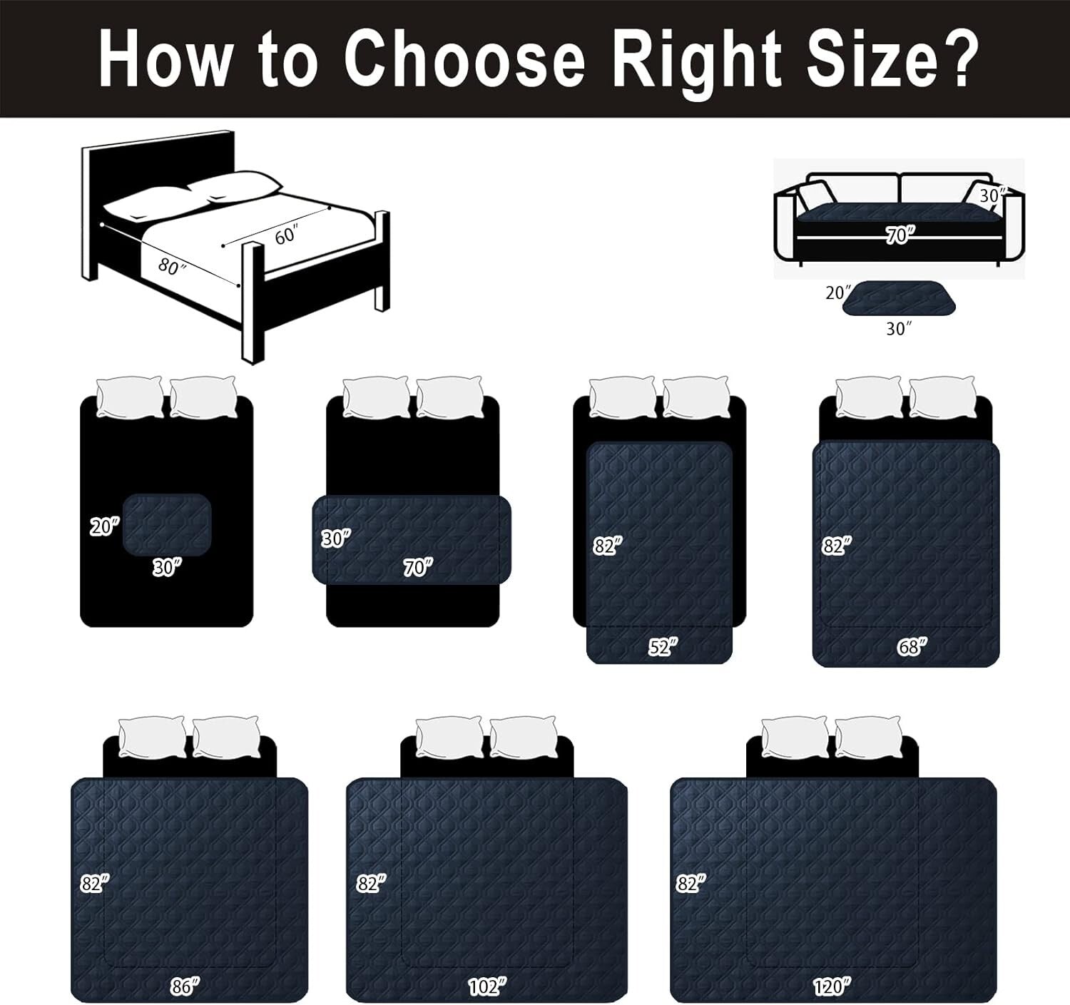 100% Waterproof Reversible Dog Bed Cover 86x82" - Navy & Burgundy Elegant Mat