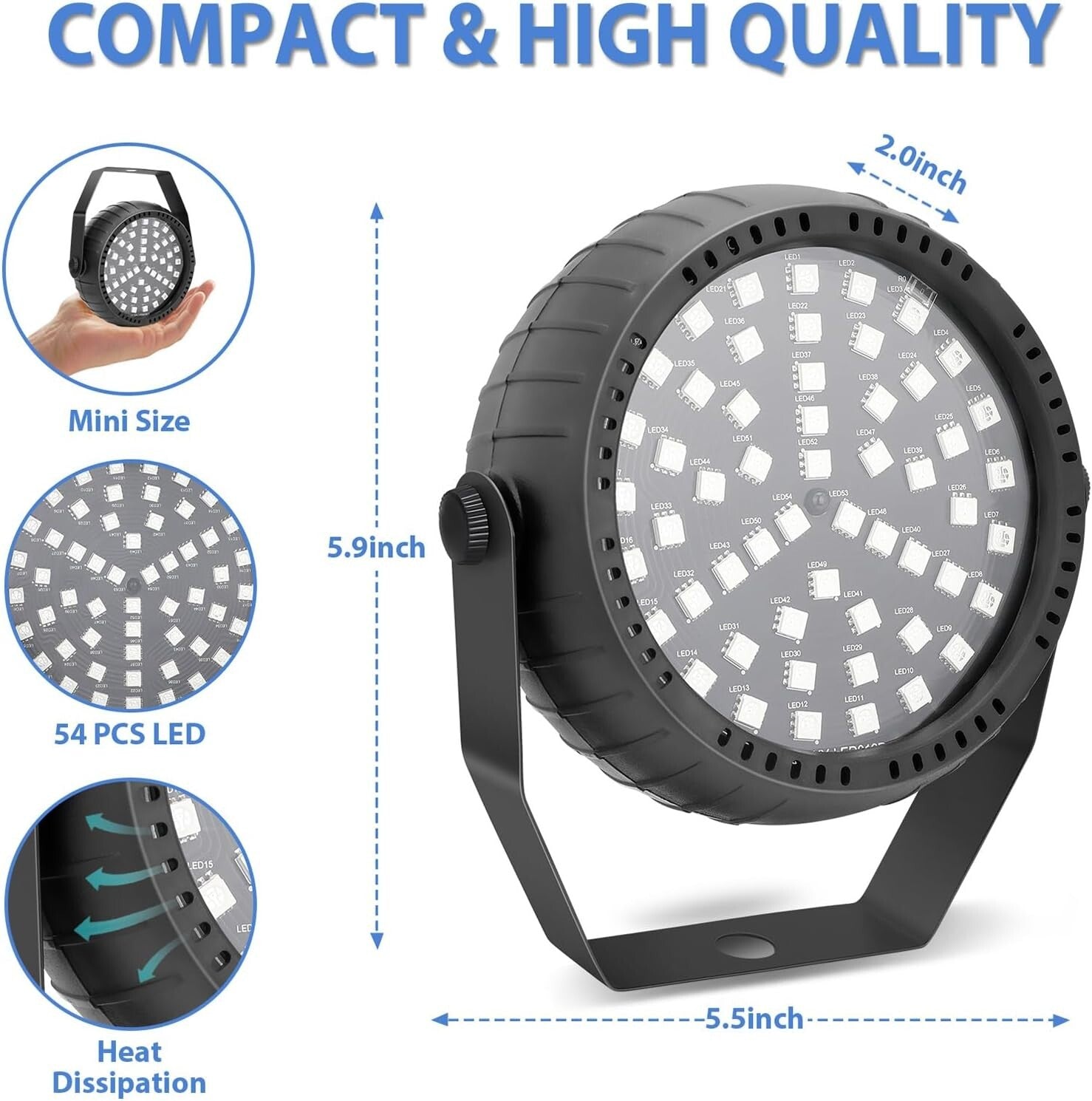 Vibrant 54 LED Strobe Lights - Remote & Sound Activated for Ultimate Party Vibes