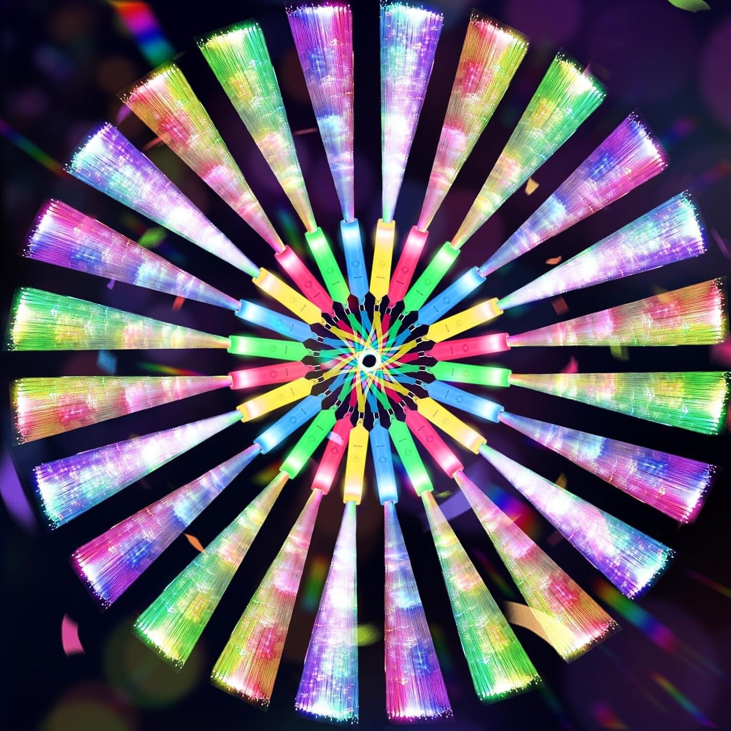 100 PCS LED Glow Fiber Wands - Ultimate Party Supplies for Vibrant Celebrations