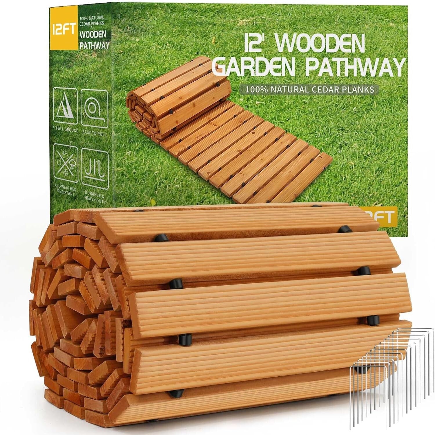 Space-Saving 2FT Weather-Resistant Cedar Walkway - Ideal for Outdoor Activities