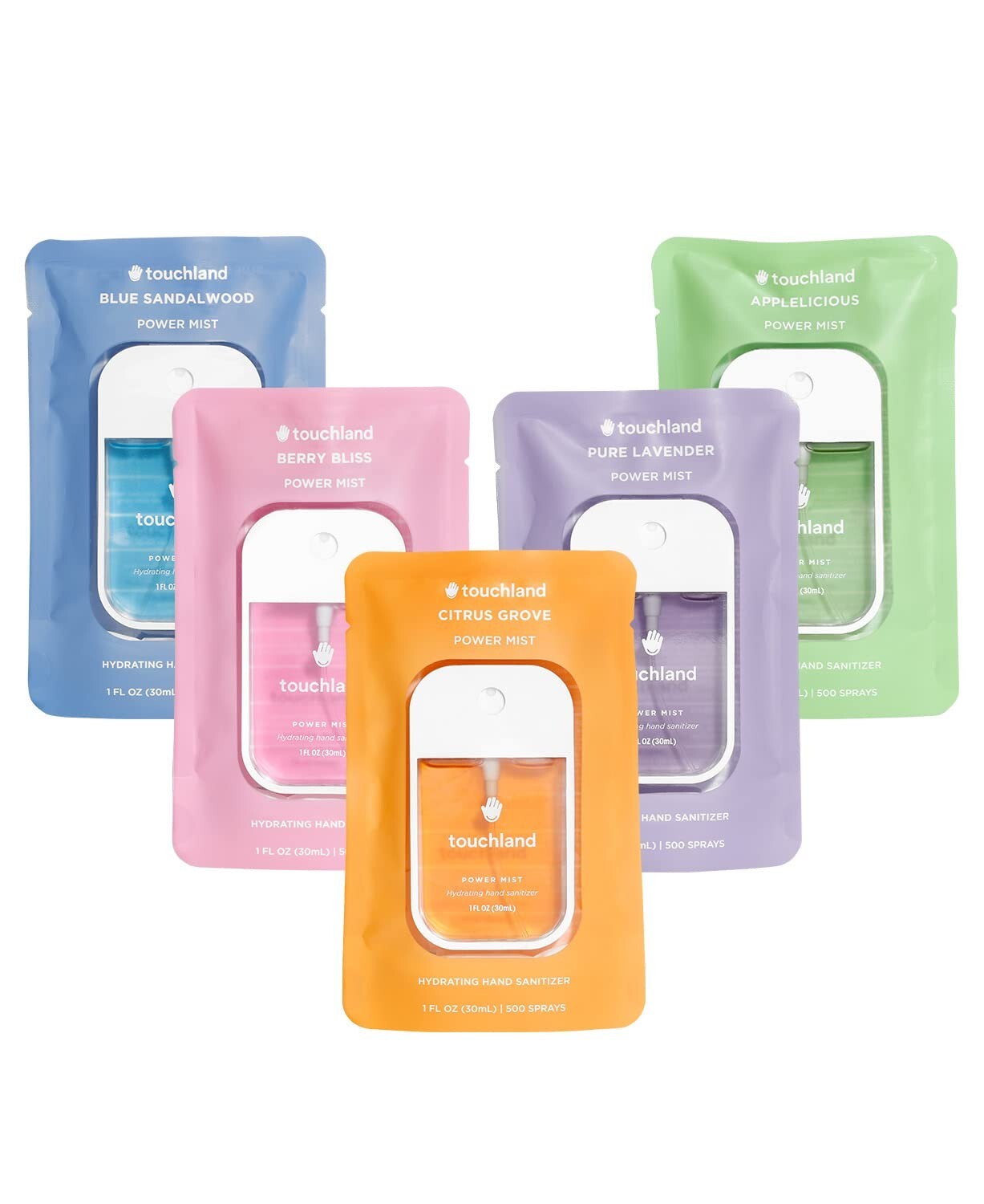 5-Pack Power Mist Hydrating Hand Sanitizer: Travel Set with Luxurious Scents