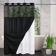 Load image into Gallery viewer, Quick-Dry No Hooks Shower Curtain with Grommet and Liner - 71''W x 86''H Black