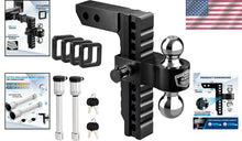 Load image into Gallery viewer, Aluminum Tow Hitch with 10" Adjustable Drop/Rise &amp; Silencer Pads Included