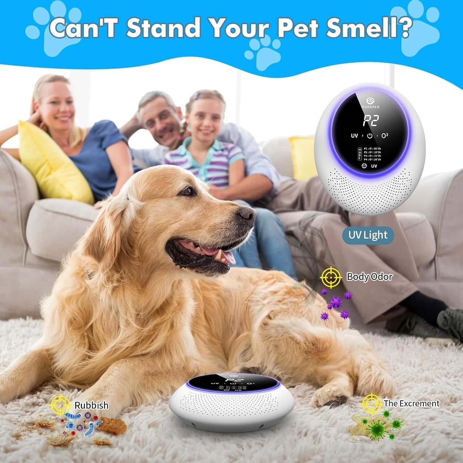 99% Odor Eliminator: Advanced Portable Pet Deodorizer for Home & Litter Box