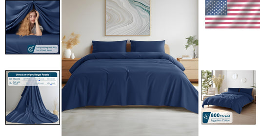 Eco-Friendly Egyptian Cotton Queen Sheets - 800 Thread Count, Cooling Comfort