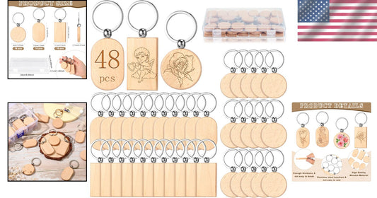 Lightweight Wooden Keychain Blanks - Perfect for Personalizing Gifts, 100 Pcs