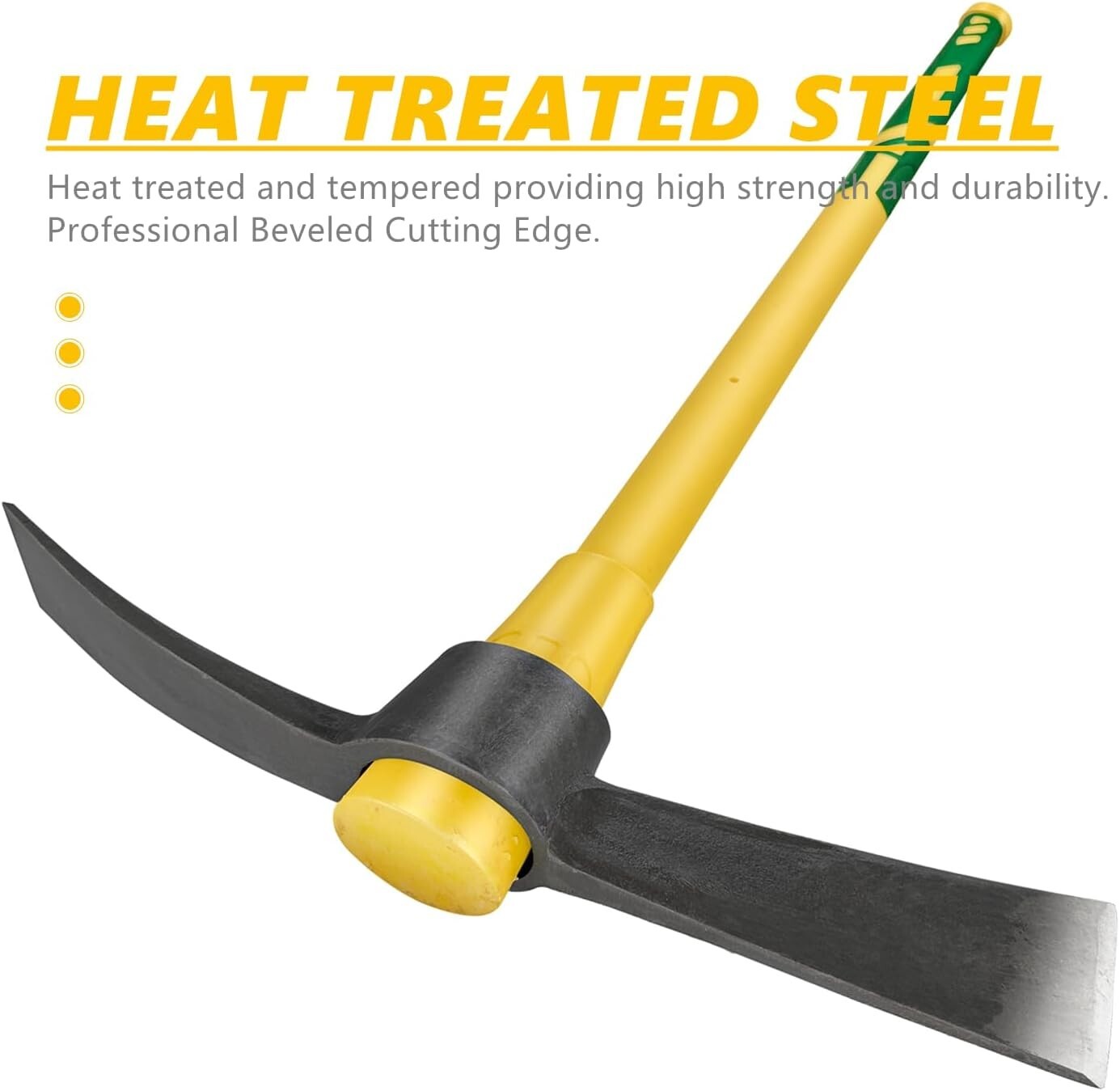 36" Ergonomic Heavy-Duty Garden Mattock with Forged Steel for Efficient Digging