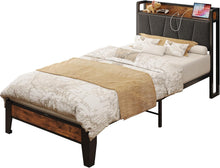 Load image into Gallery viewer, Twin XL Bed Frame with Storage Headboard &amp; Charging Station - Noise-Free Design