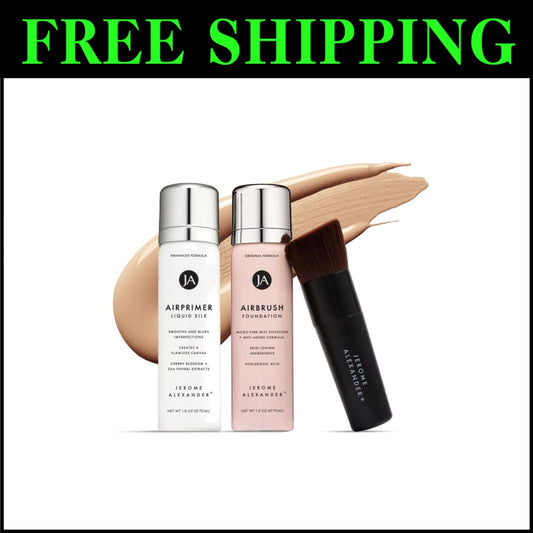 Buildable & Lightweight AirBrush Foundation Set with Kabuki Brush and Primer