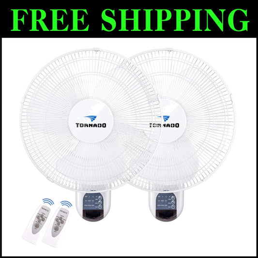 Dual 16 Inch Oscillating Wall Fans with Remote Control - Stylish & Functional