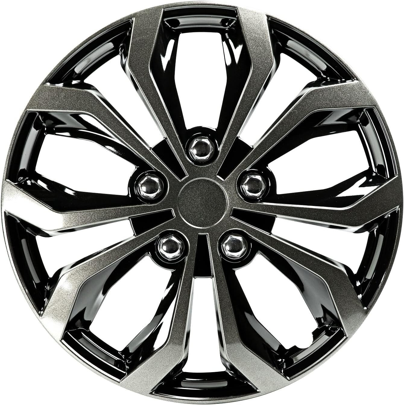 Universal 17 Inch Black & Gunmetal Hubcap Wheel Covers - Set of 4 for Most Cars