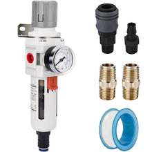 Load image into Gallery viewer, 5 Micron Brass Air Filter &amp; Regulator Combo with Auto Drain and 0-150 psi Gauge