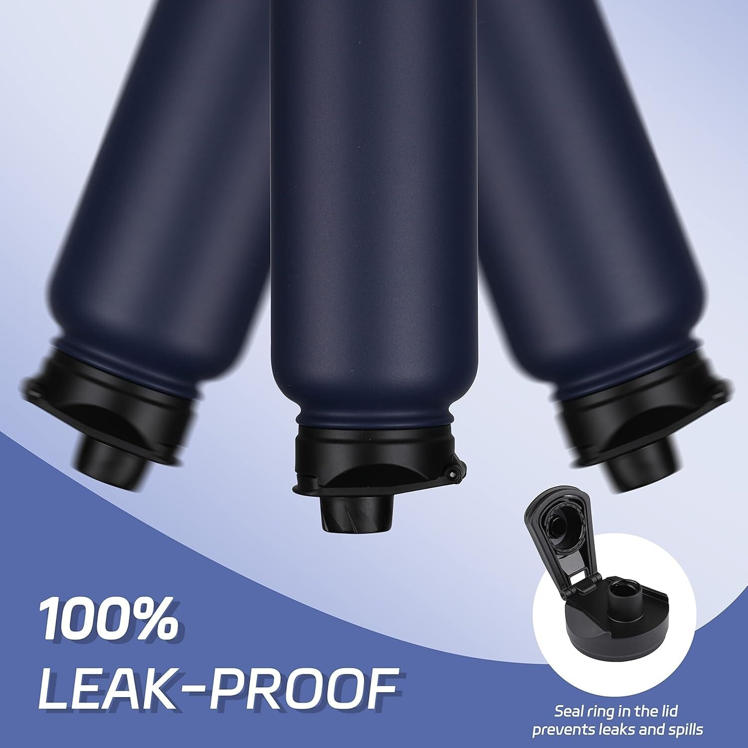 Portable 40oz Insulated Water Bottle with Straw & Spout Lids - Ideal for Sports