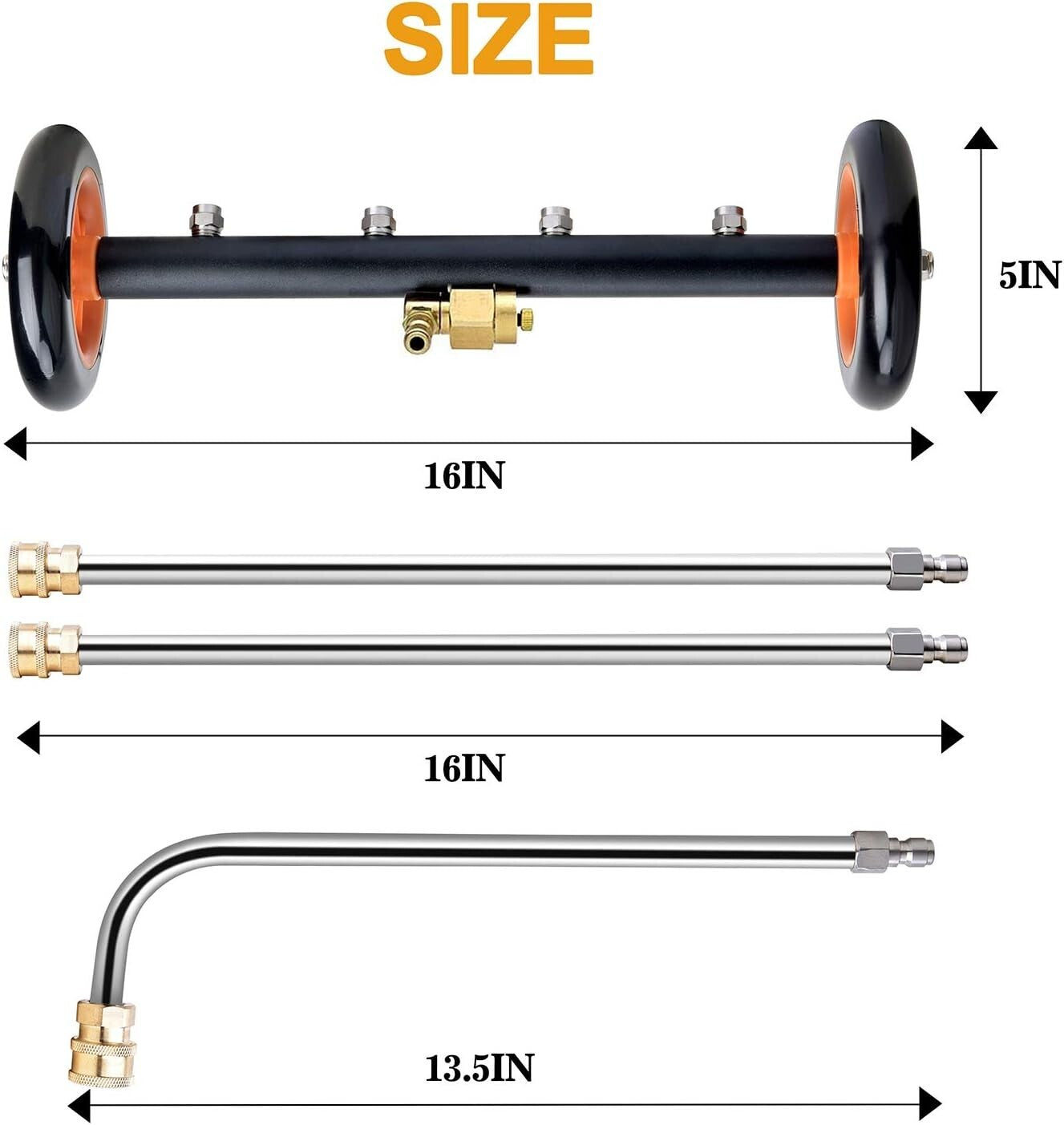 4000 PSI Undercarriage Cleaner & Water Broom - Quick Connect Extension Wands
