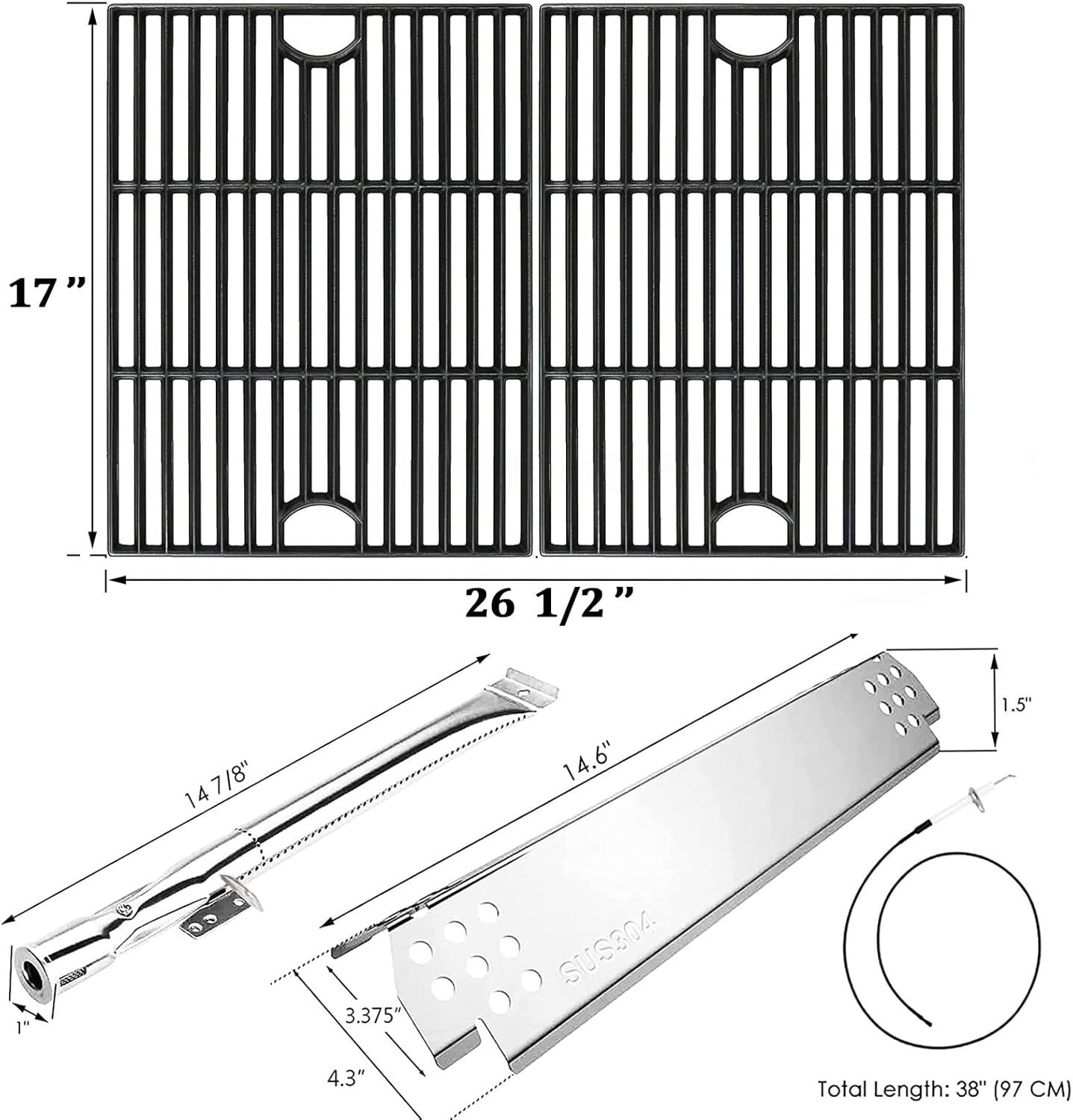304 Stainless Steel Replacement Parts for Nexgrill 5 Burner Models - Durable