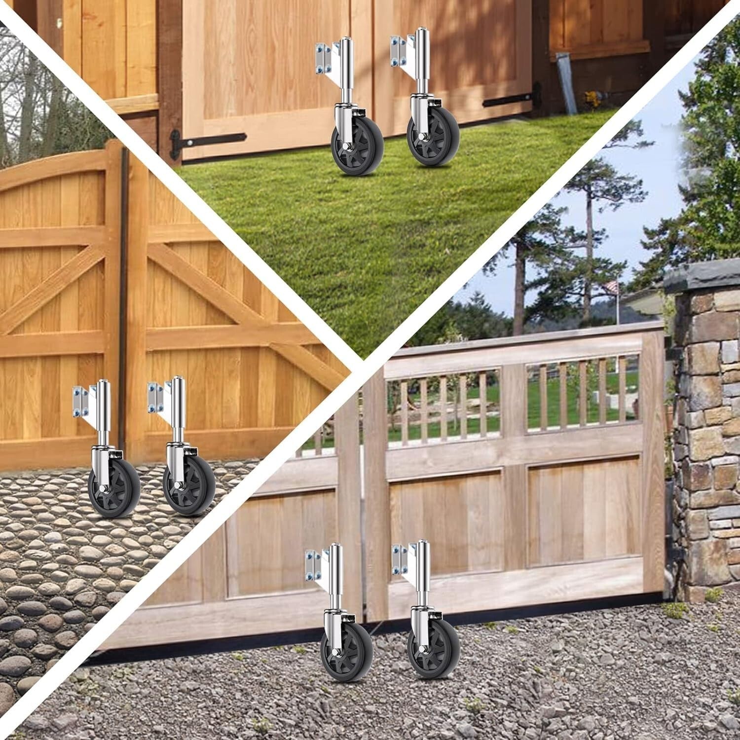 Durable 6" Gate Casters with Spring Load - Heavy Duty, Easy Install, Set of 2