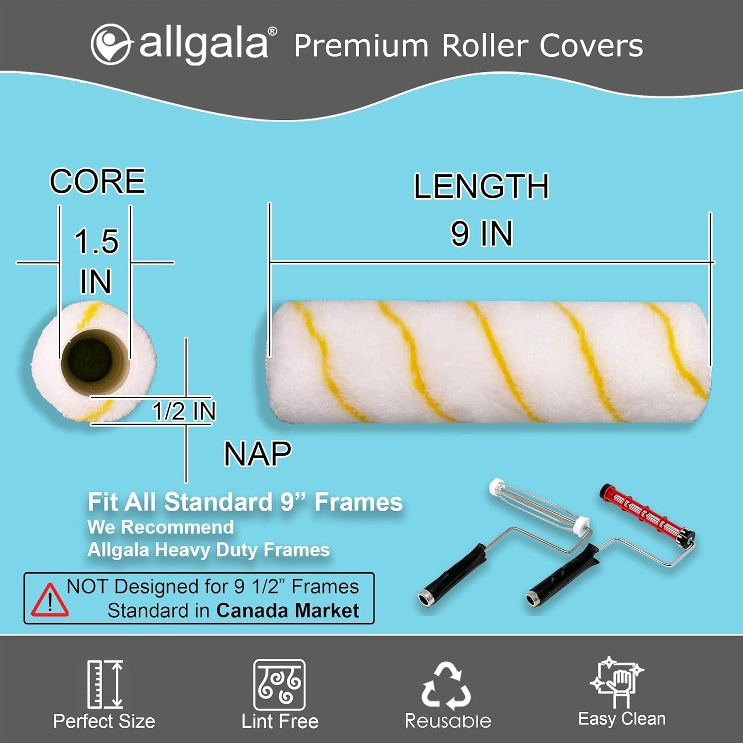 Professional-Grade 9 Inch Paint Roller Covers, 24 Pack - Shedless and Lint-Free
