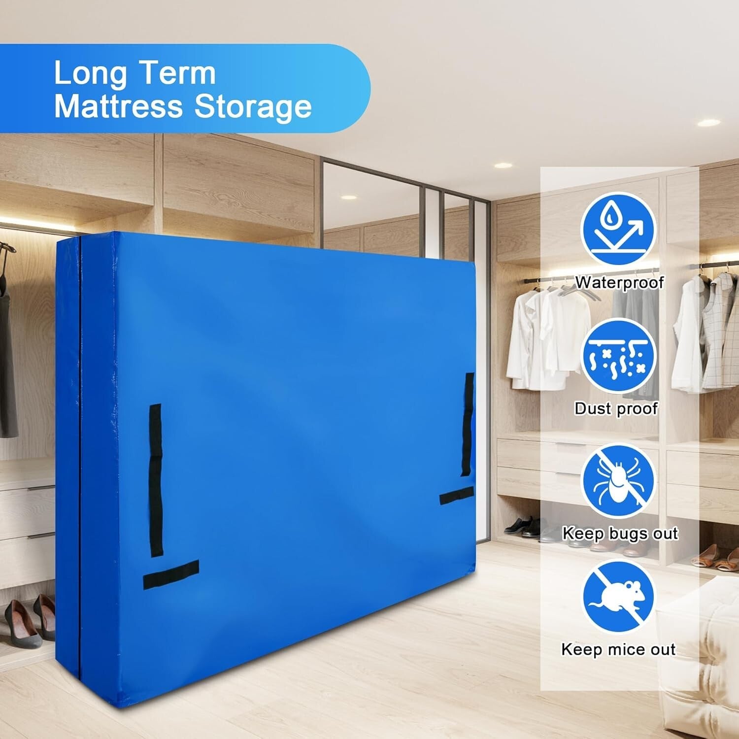 Full Size Mattress Covers 2 Pack - Resistant Zipper Closure & Easy Carry Handles