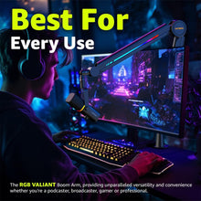 Load image into Gallery viewer, Stainless Steel RGB Adjustable Mic Boom Arm for Professional Streaming Setups