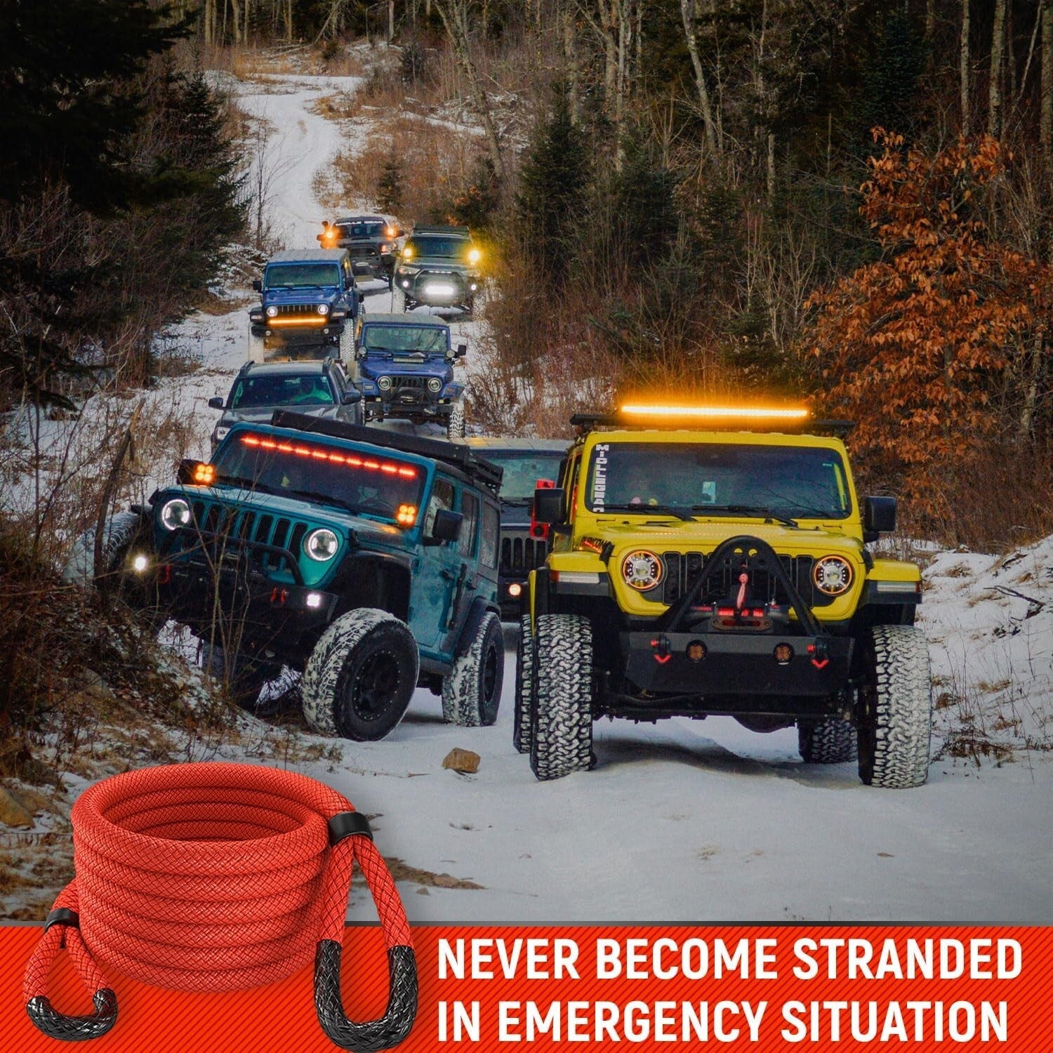 Firecracker Red Kinetic Recovery Rope 1" x 30' - Enhanced Strength & Durability