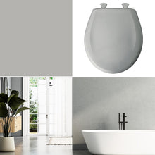 Load image into Gallery viewer, Classic Ice Grey Plastic Toilet Seat with Easy Install and Slow Close Features