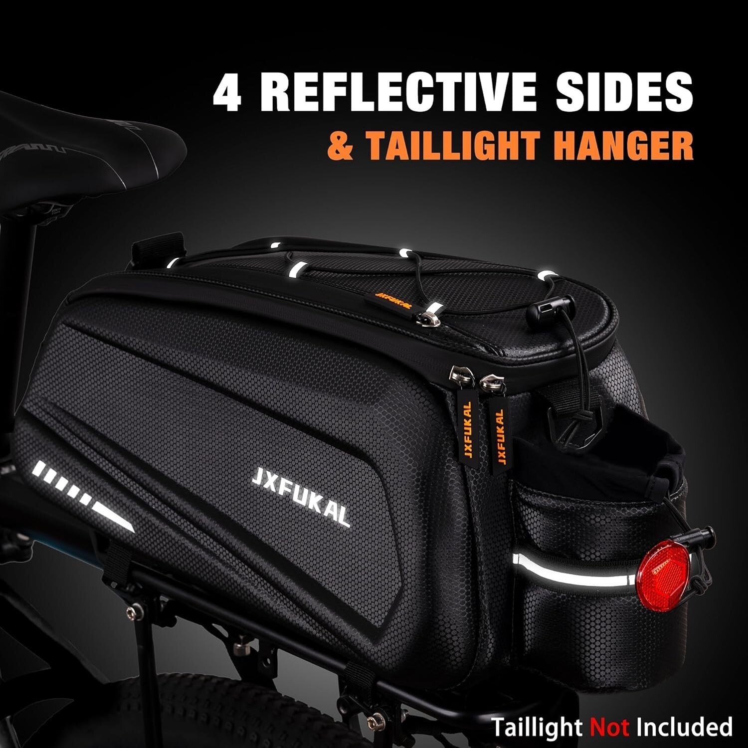 9.5L Bicycle Trunk Bag with Reflective Design & Rain Cover for Safe Commuting