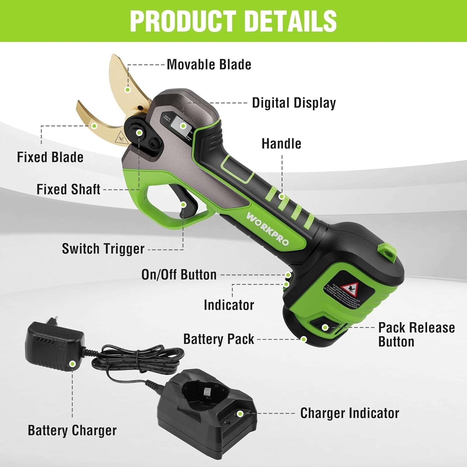 Efficient Cordless Pruning Shears with Fast Charger - Perfect for All Gardens