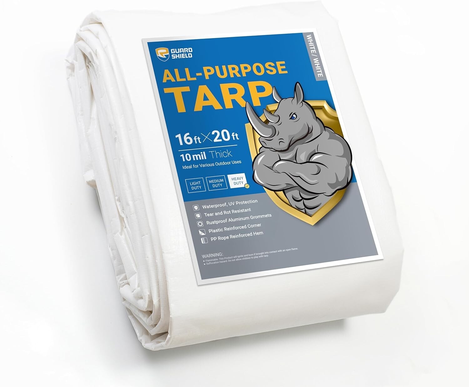 All-Purpose 16x20ft Waterproof Poly Tarp - Durable & UV Resistant 10mil Cover