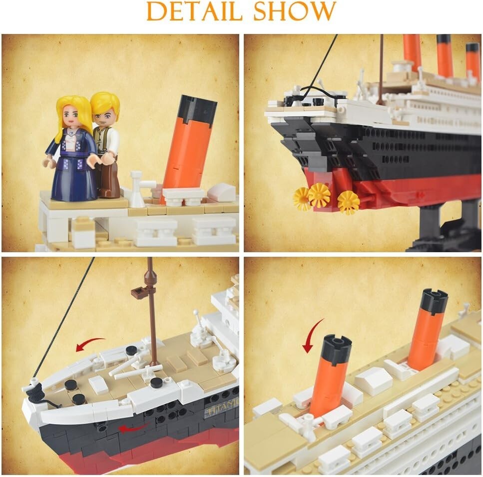 1021-Piece Titanic Block Model Kit with Detailed Instructions - Gift-Ready!