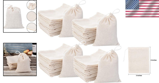 Reusable 3x4 Inch Cotton Drawstring Gift Bags - Pack of 400 for Weddings & More
