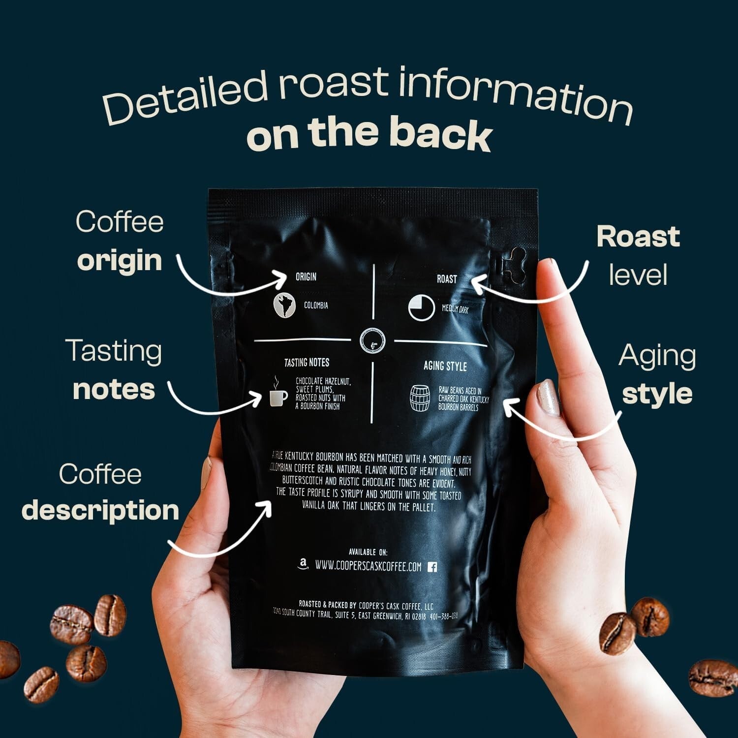 Artisan 4-Pack Aged Coffee Set - Ground Bourbon, Rye, Malt Whiskey & Rum Flavors