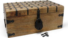 Load image into Gallery viewer, Elegant Pirate Treasure Chest - Lockable Wooden Box with Antique Iron Decor