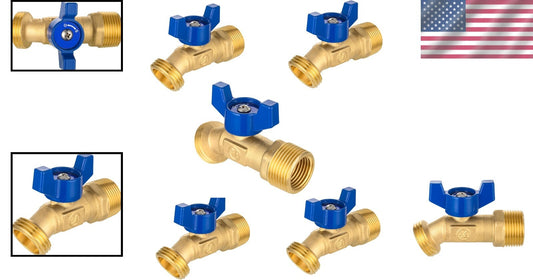 5-Piece Set: 1/4-Turn Brass Hose Bibb Valves for Efficient Water Flow