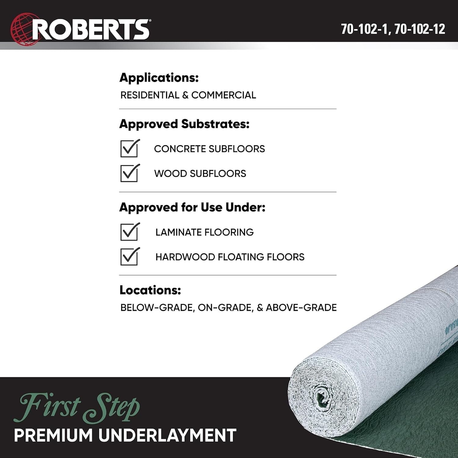 First Step Premium Underlayment 630 sq. ft. Roll - Soundproof & Comfortable
