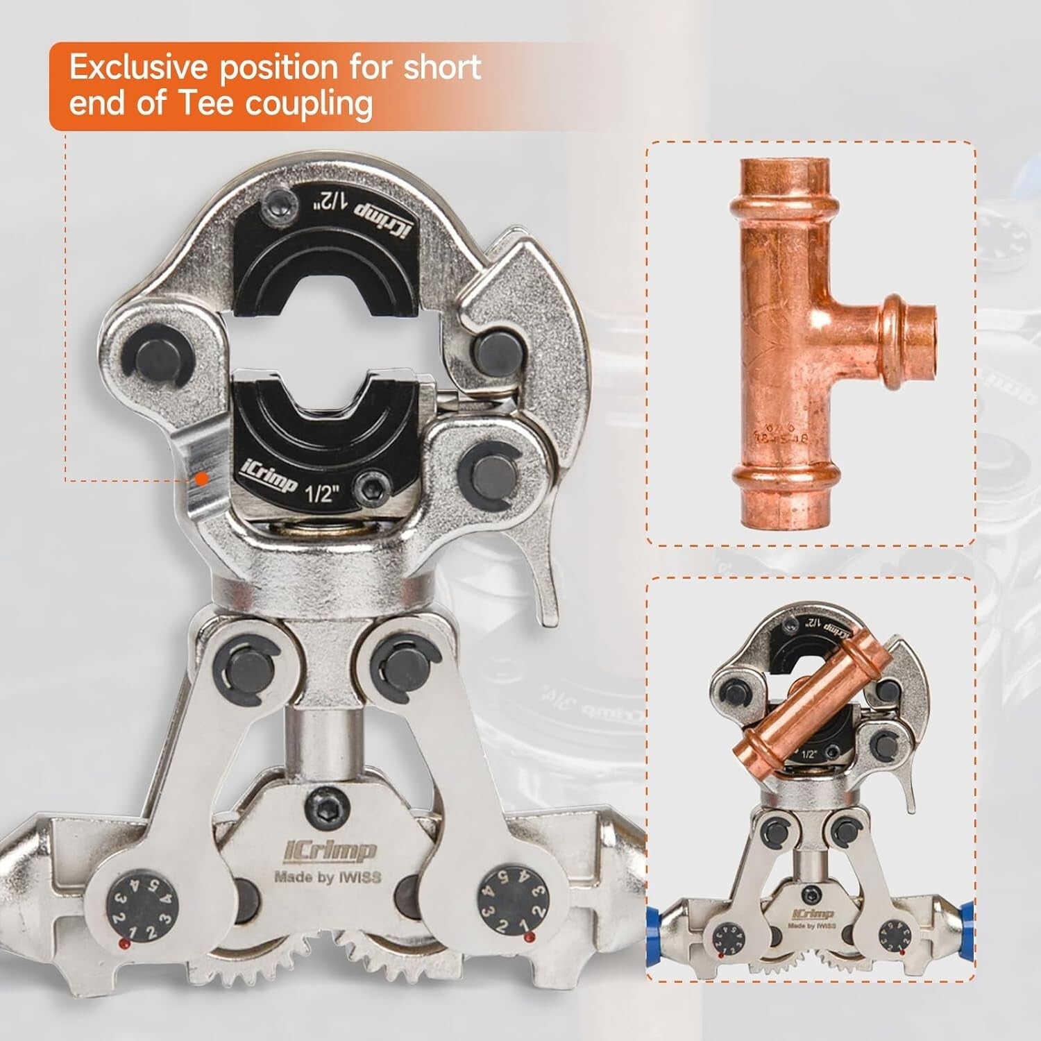 Premium Copper Crimping Tool with 1/2, 3/4, & 1-Inch Jaws for Quick Connections