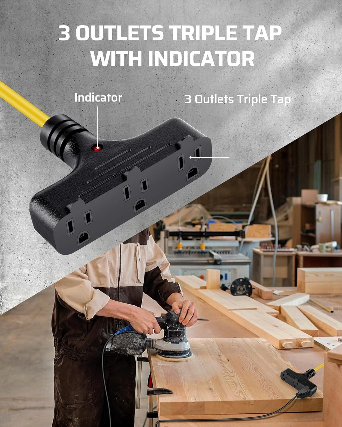 30 Ft Retractable Extension Cord Reel with 3 Outlets for Ultimate Power Access