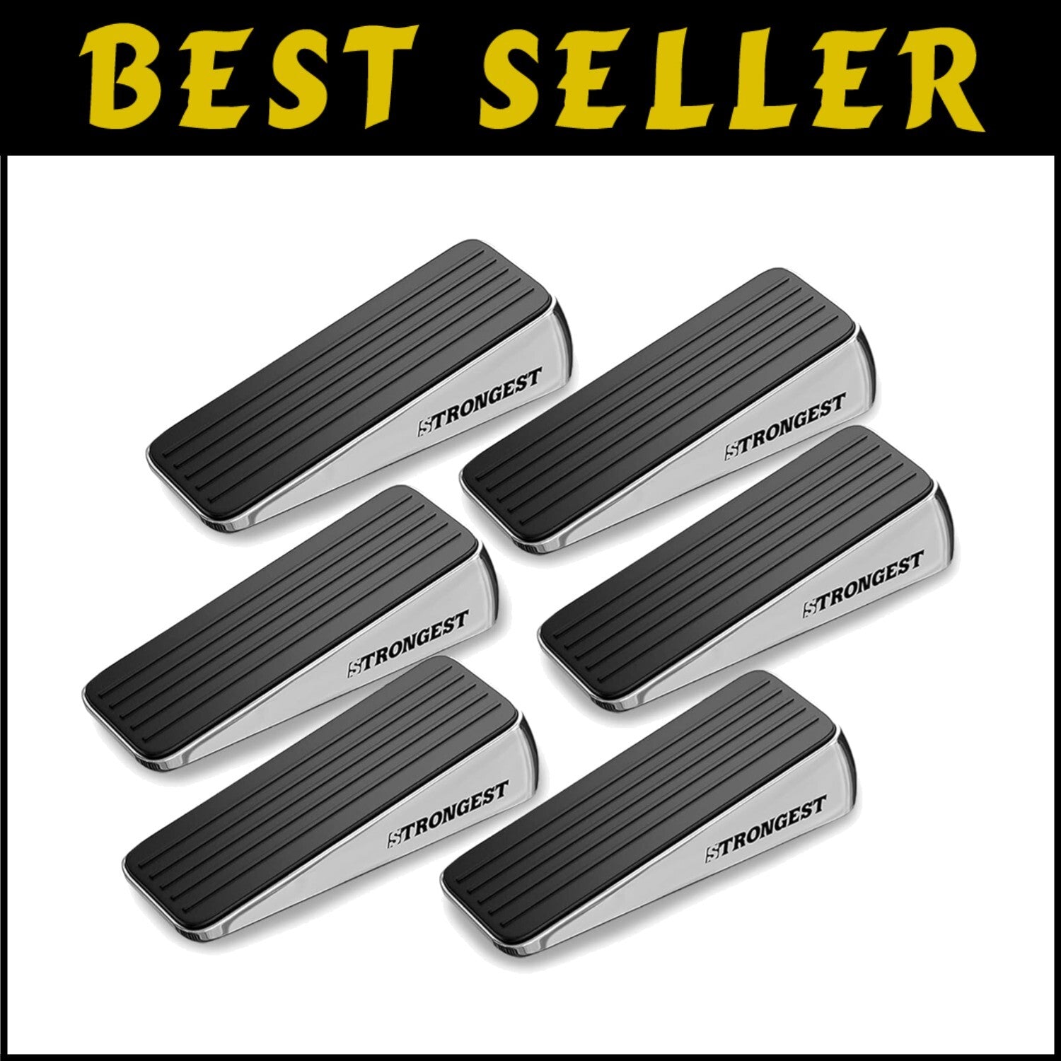 Modern Heavy-Duty Door Stop Set - Zinc Construction & Wall Protectors Included