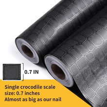 Load image into Gallery viewer, Waterproof Black Crocodile Peel &amp; Stick Wallpaper, Stylish Upgrade 15.7" x 395"