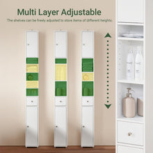 Load image into Gallery viewer, Space-Saving White Storage Cabinet with Two Doors and 6 Shelves for Bathrooms