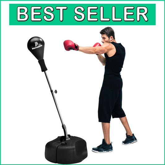 Durable Black Punching Bag with Stand - Adjustable for Ultimate Fitness Sessions