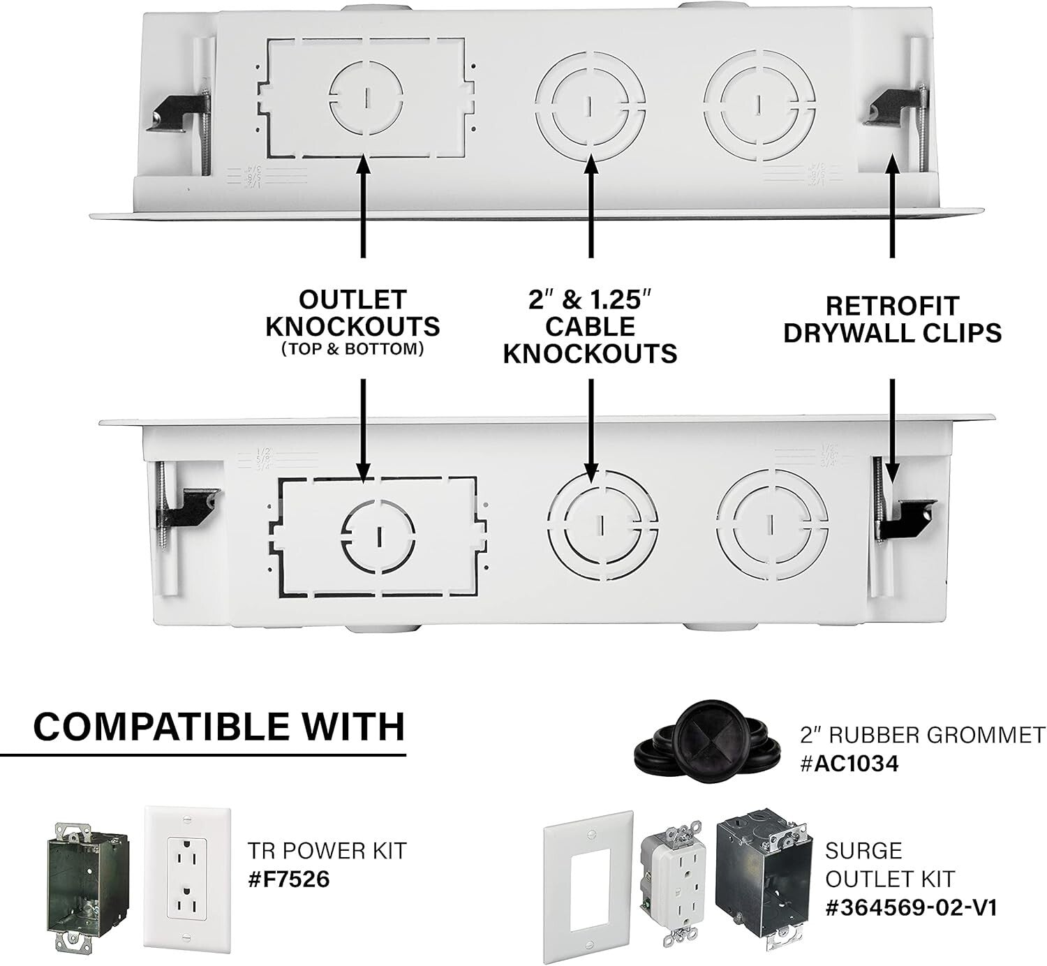 9 Inch In-Wall Enclosure for TVs - Matte White Dual-Purpose Media Storage Box