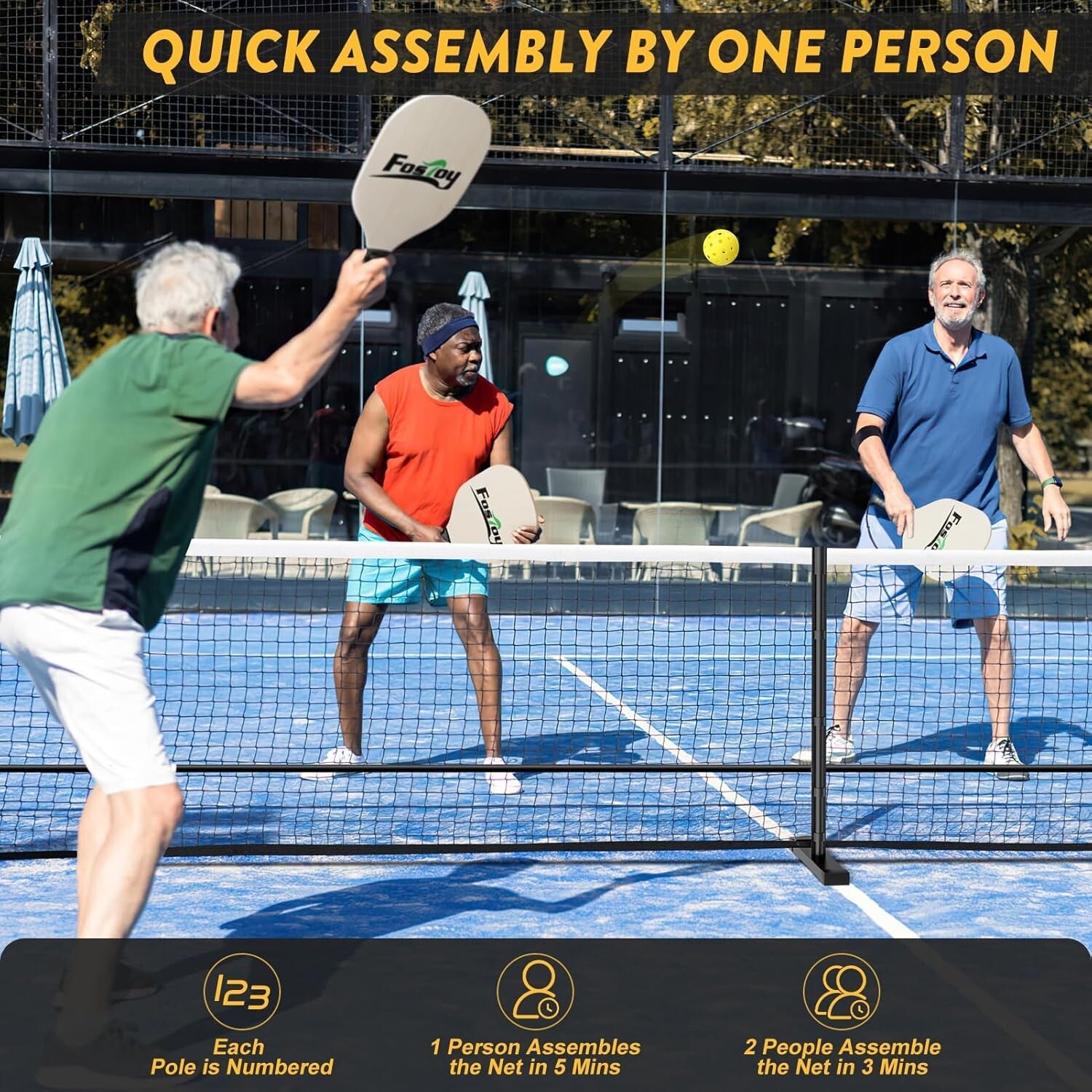 Outdoor Pickleball Net Set: 22FT Portable with Carry Bag & Tear-Resistant Design