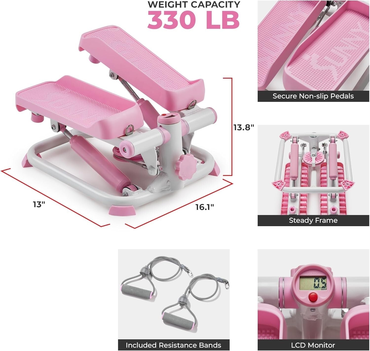 Full-Body Cardio Machine with Resistance Bands & SunnyFit App Connection