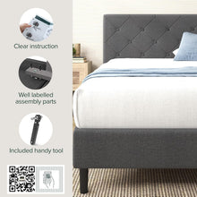 Load image into Gallery viewer, Stylish Full Platform Bed Frame - Woven Fabric Upholstery &amp; Strong Support