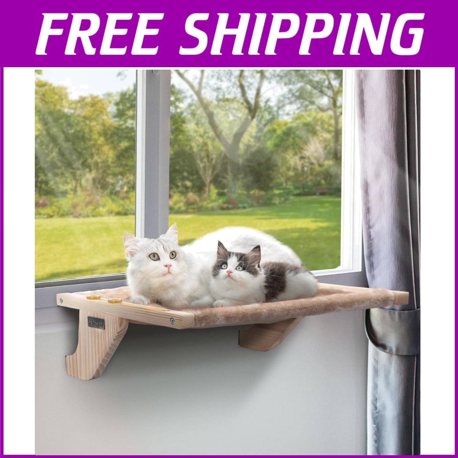 Space-Saving Cat Window Perch with Easy Assembly and Scratch-Resistant Pads