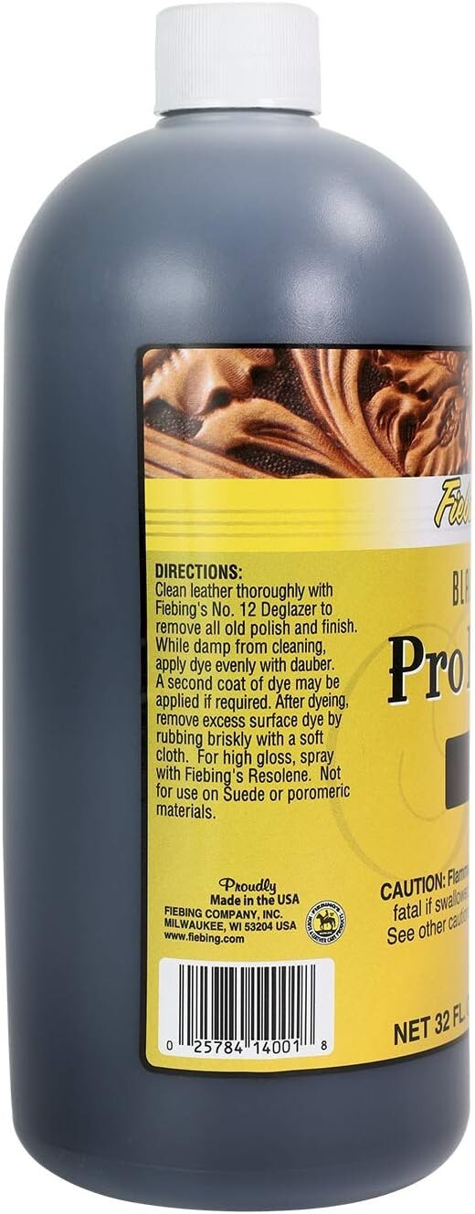 Black 32oz Pro Dye - Versatile Leather and Wood Stain for Professional Use