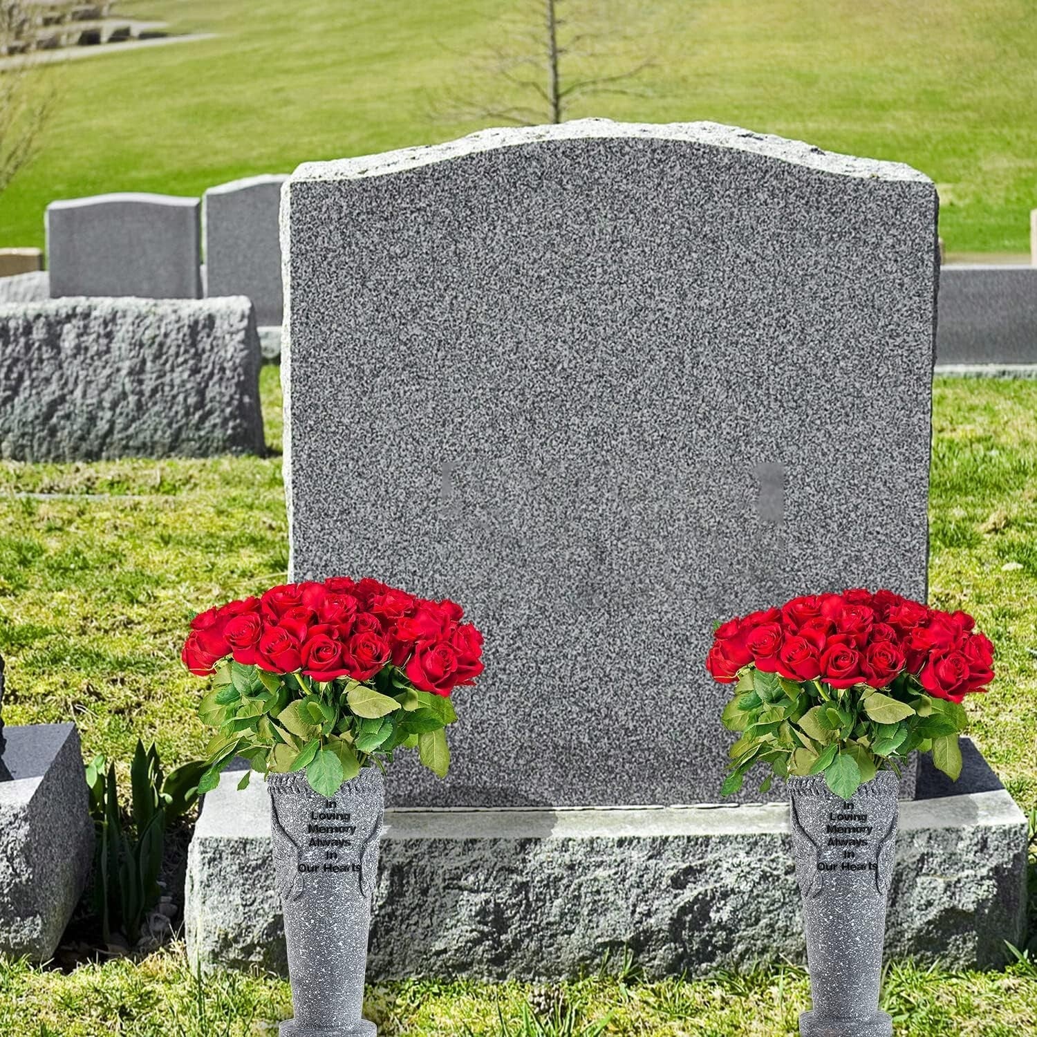 Memorable Cemetery Vases Set with Angel Wings - Weatherproof & Elegant Design