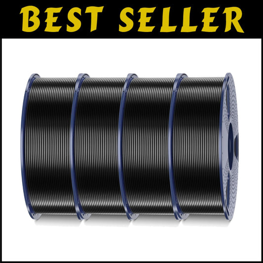 4 Pack Black Shiny Silk PLA 3D Filament - 1.75mm, Perfect for Any Printer