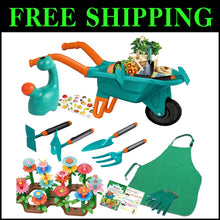 Load image into Gallery viewer, Eco-Friendly Kids Gardening Set: 16 Tools and Wheelbarrow for Outdoor Play